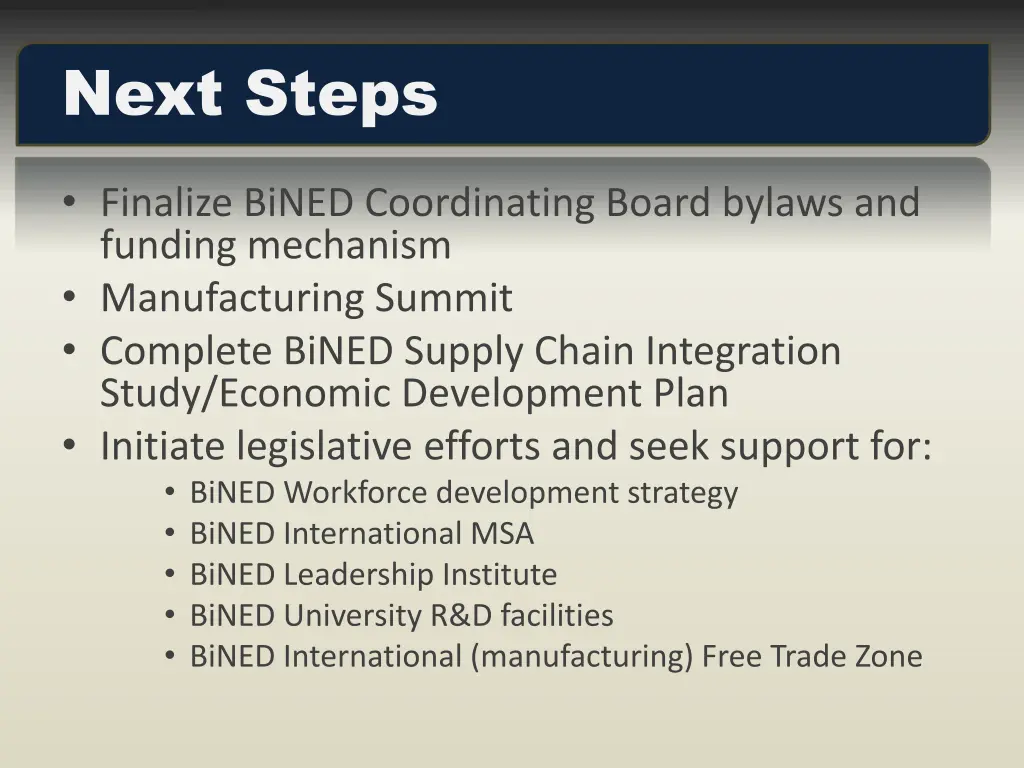 next steps