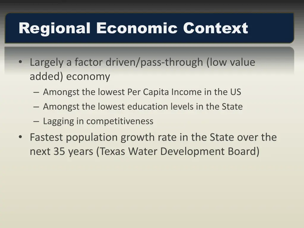 regional economic context