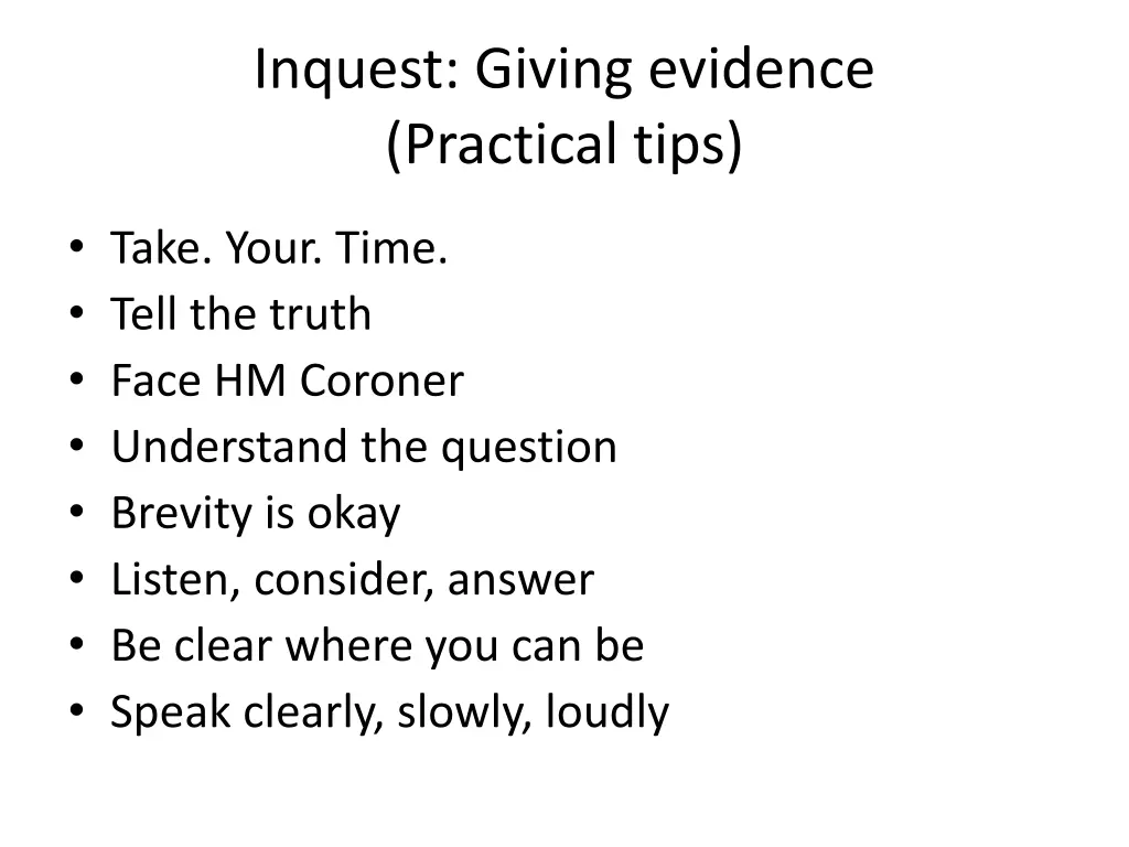 inquest giving evidence practical tips