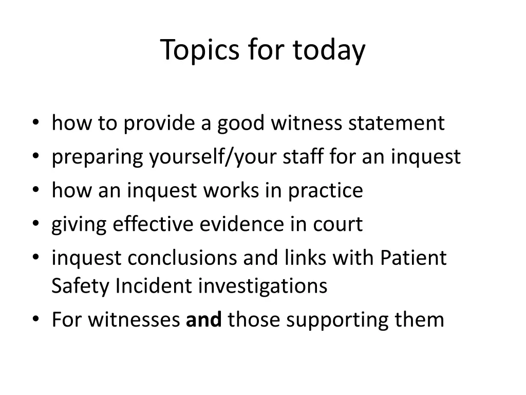 topics for today