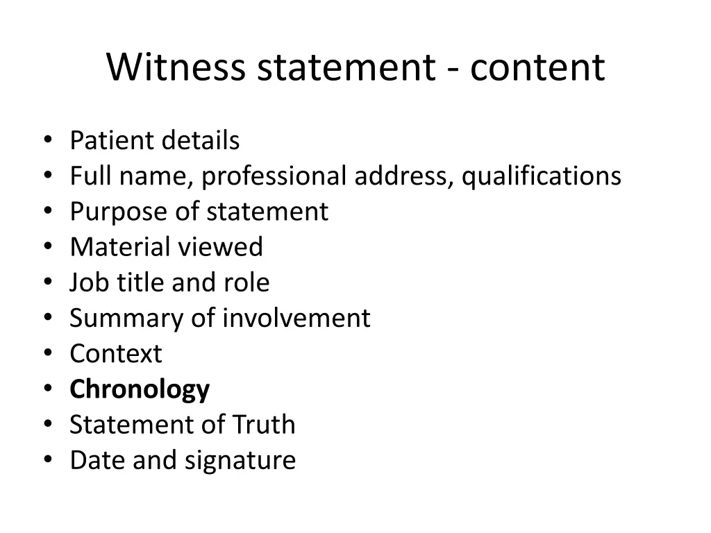 witness statement content