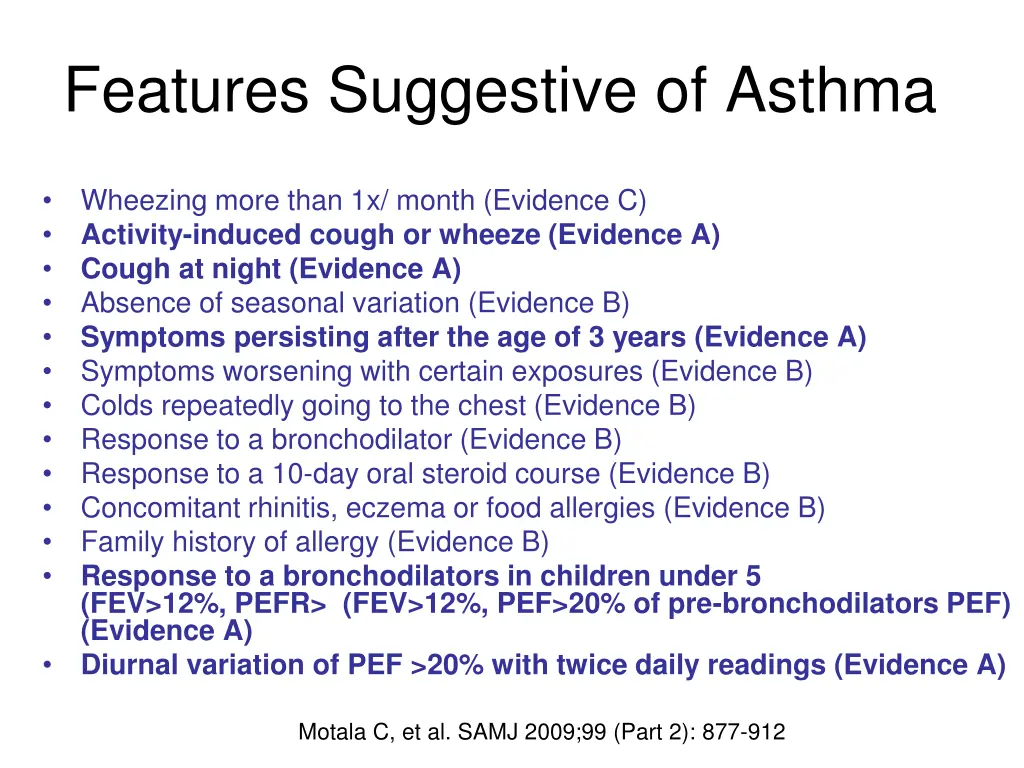 features suggestive of asthma