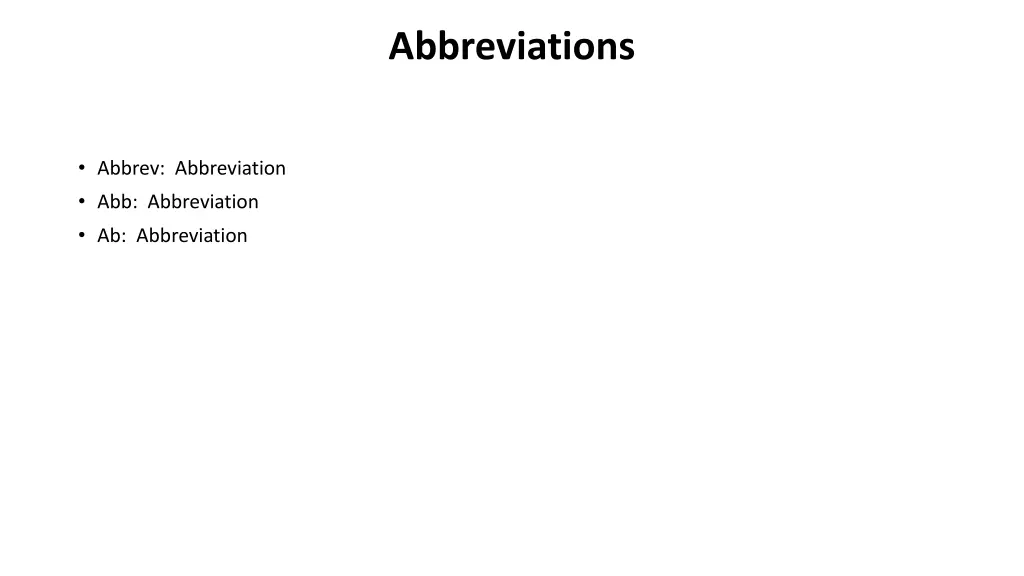 abbreviations