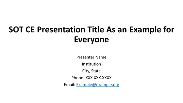 sot ce presentation title as an example
