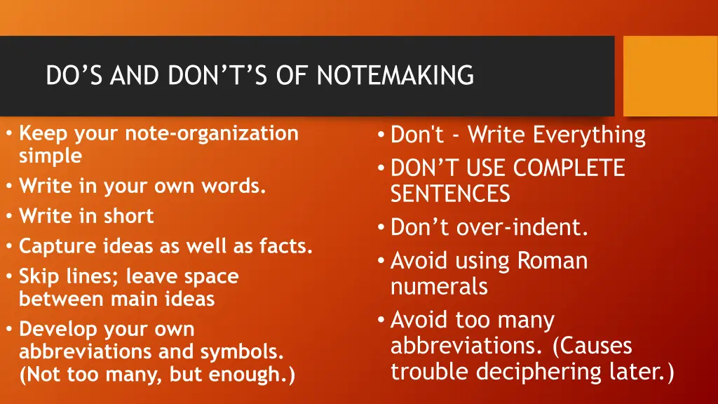 do s and don t s of notemaking