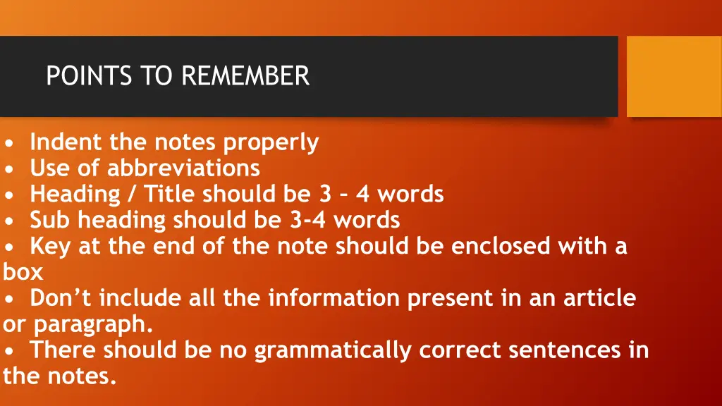 points to remember