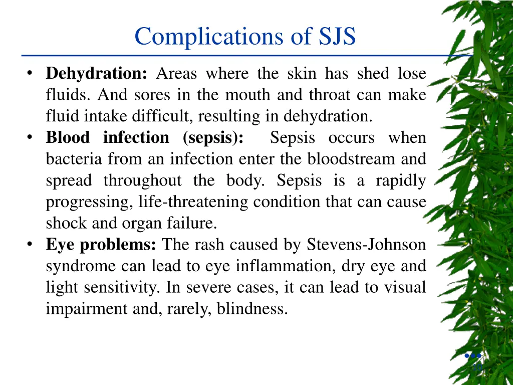 complications of sjs