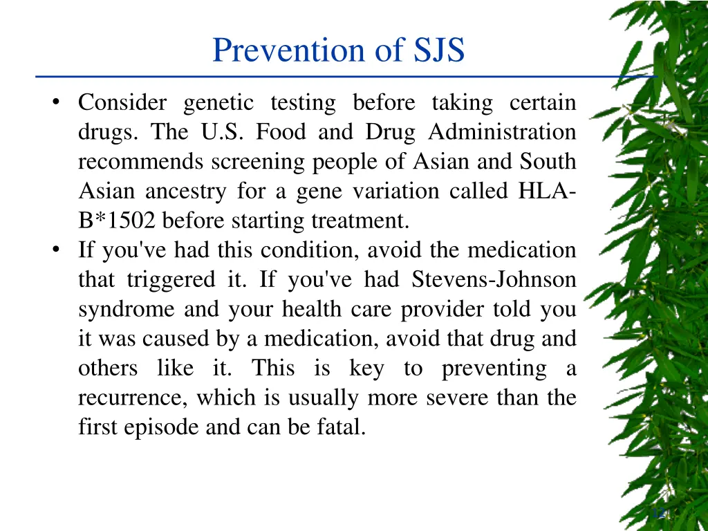 prevention of sjs