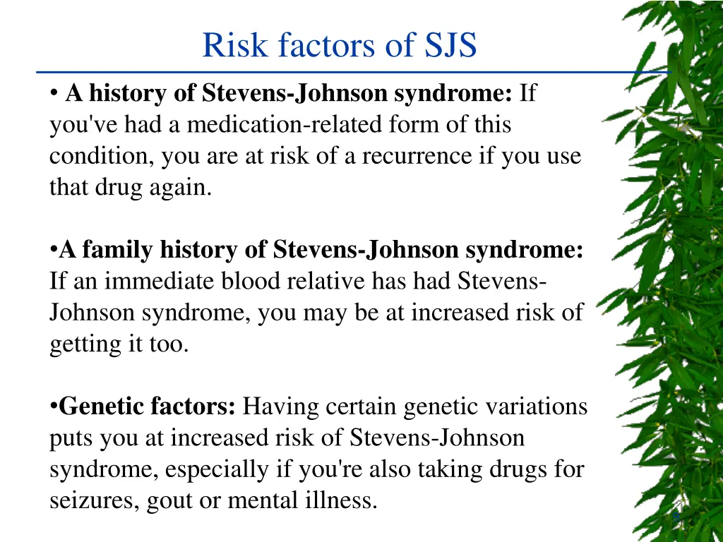 risk factors of sjs 1