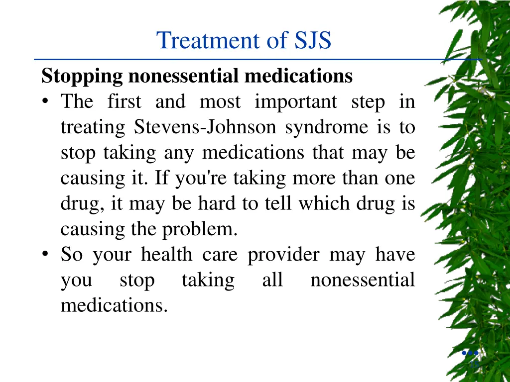 treatment of sjs