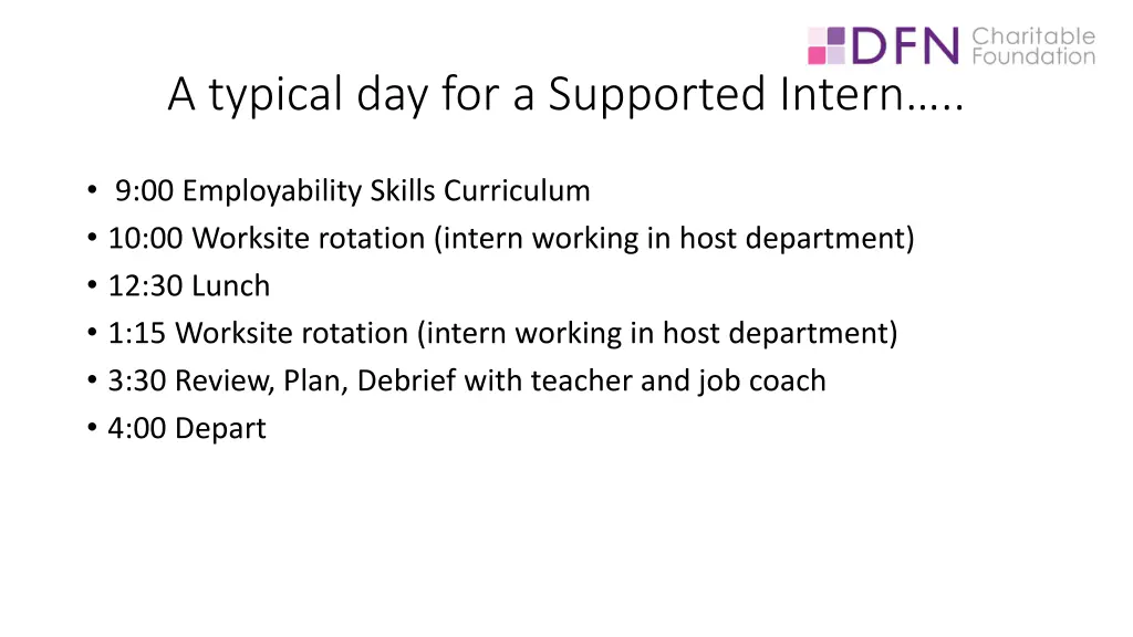 a typical day for a supported intern