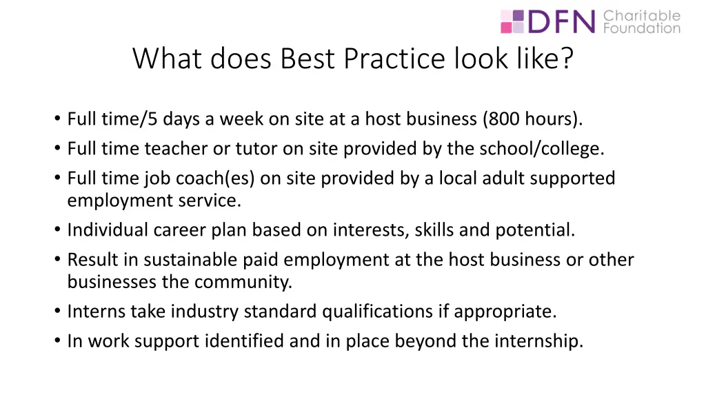 what does best practice look like