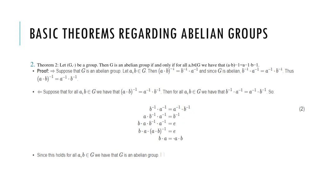 basic theorems regarding abelian groups 1