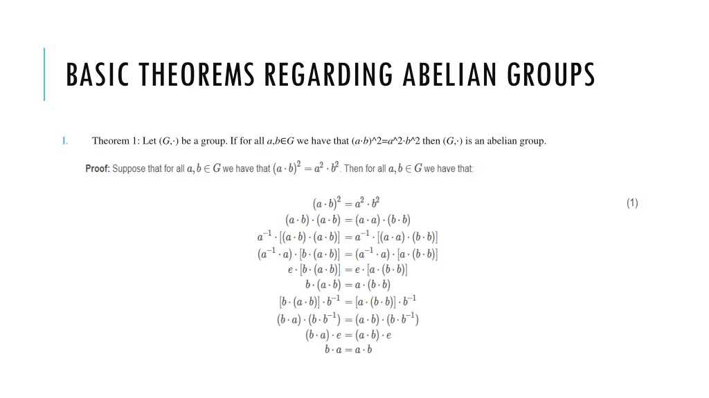 basic theorems regarding abelian groups
