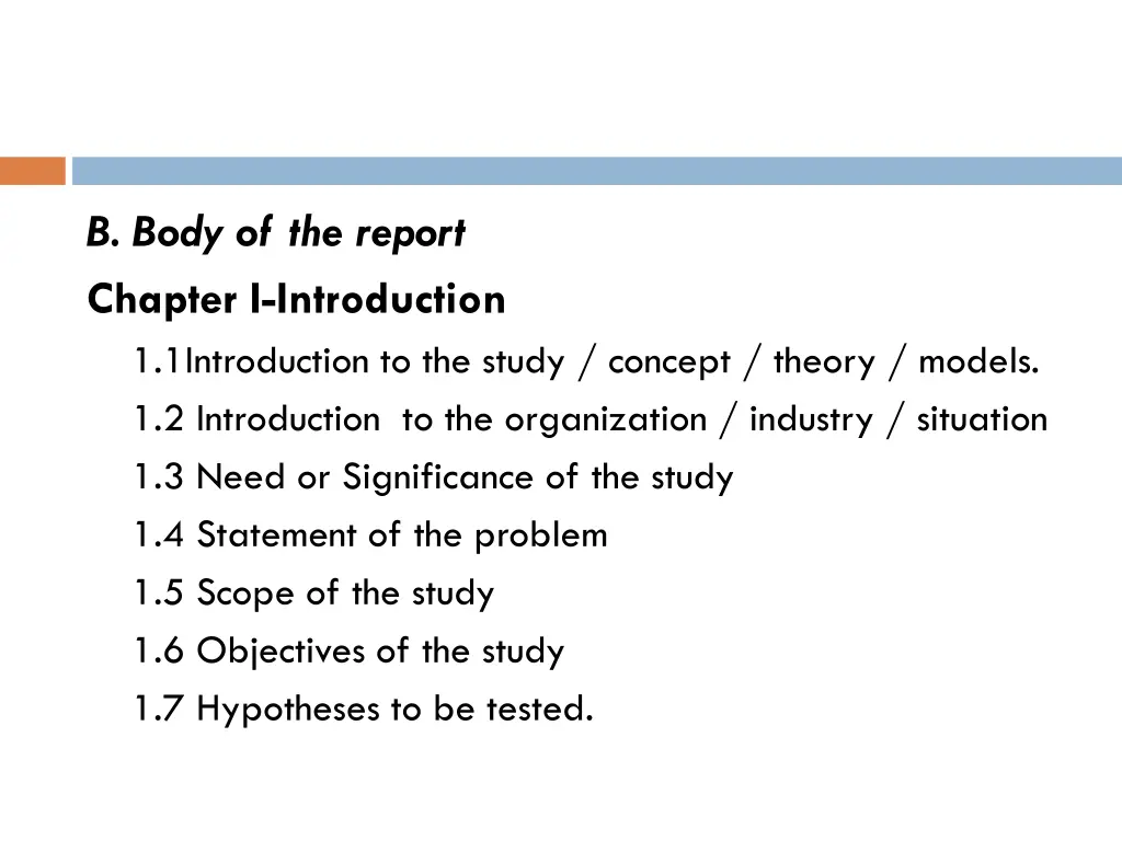 b body of the report chapter i introduction