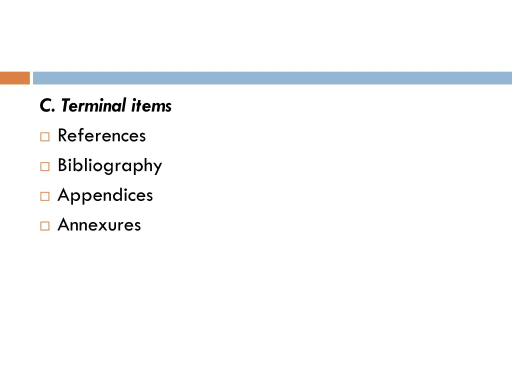 c terminal items