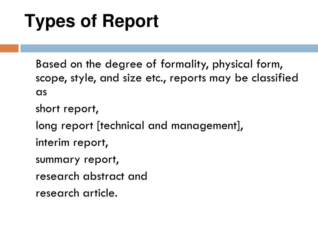 types of report