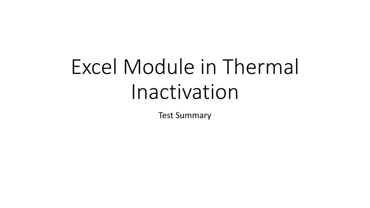 excel module in thermal inactivation