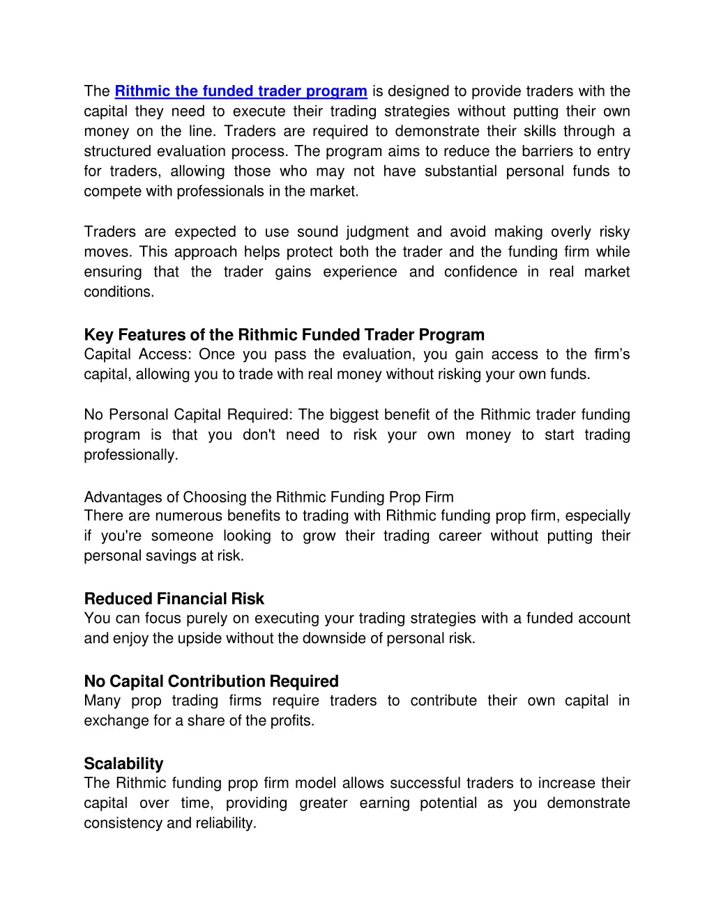 the rithmic the funded trader program is designed
