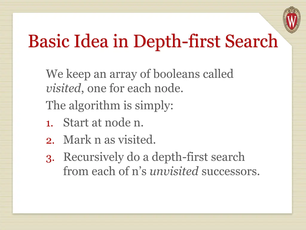 basic idea in depth first search