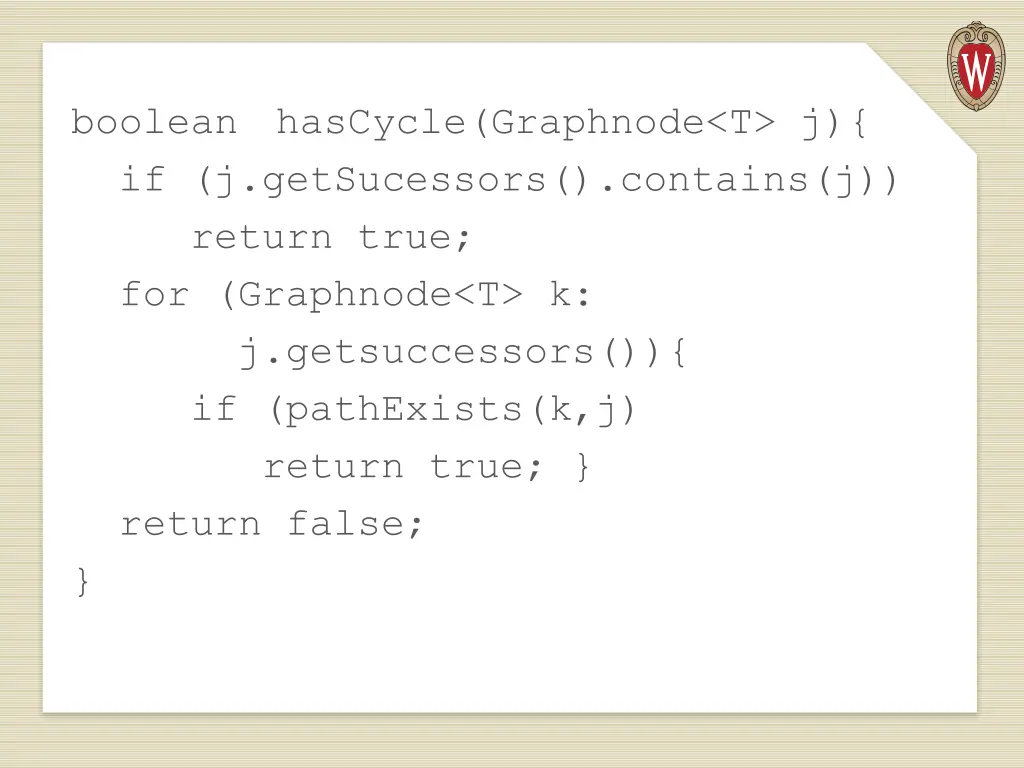 boolean if j getsucessors contains j return true
