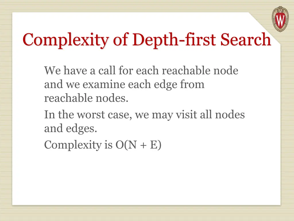 complexity of depth first search