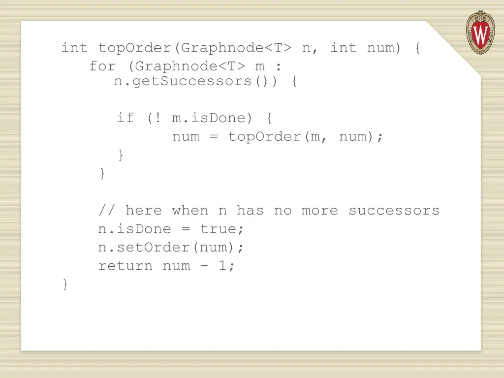 int toporder graphnode t n int num for graphnode