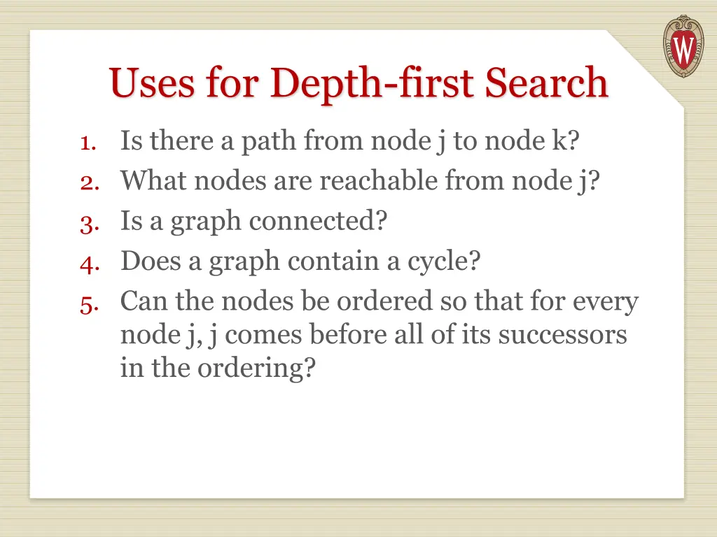 uses for depth first search