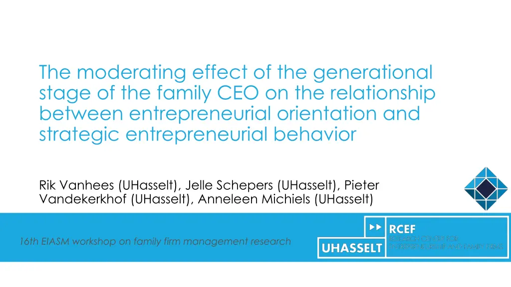 the moderating effect of the generational stage 1