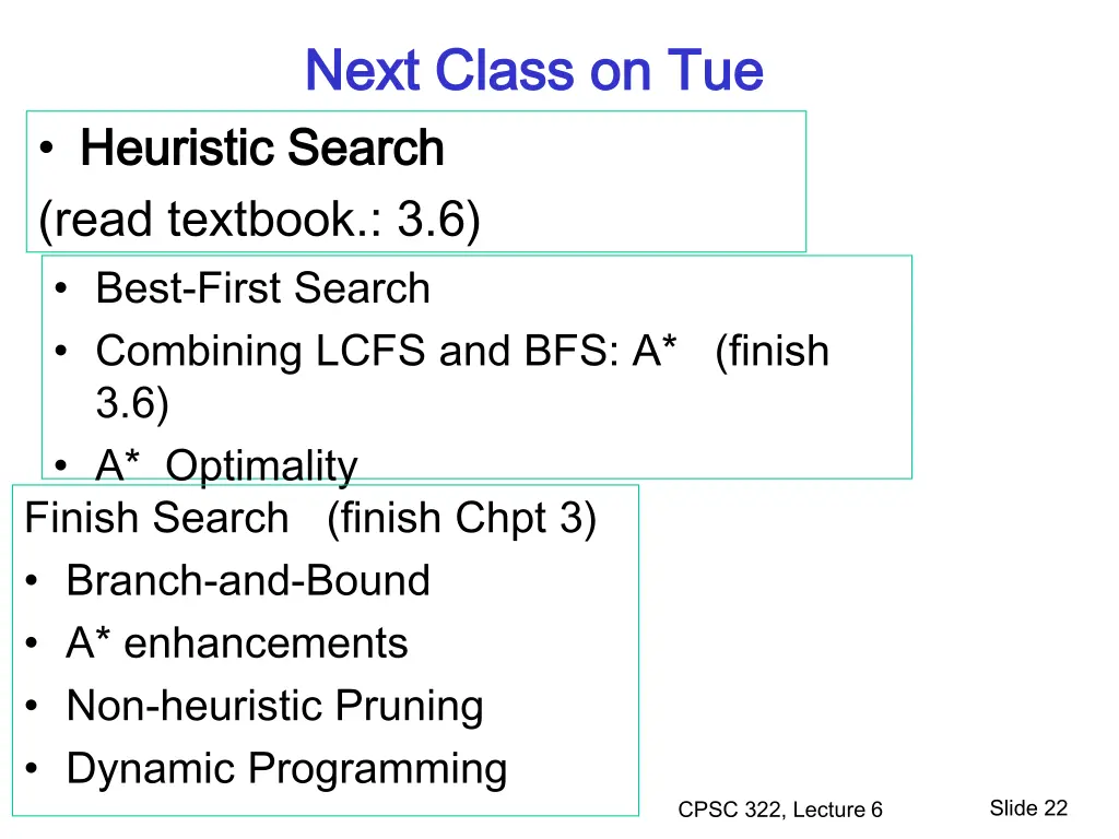 next class on tue next class on tue heuristic