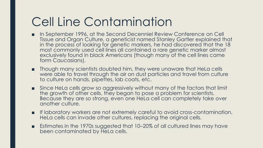 cell line contamination in september 1996