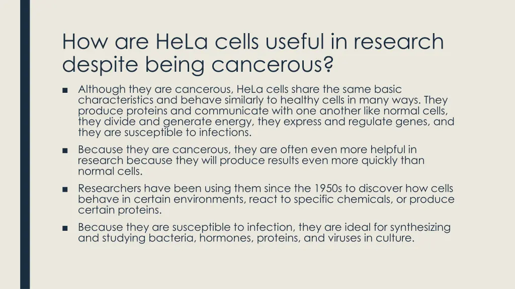 how are hela cells useful in research despite
