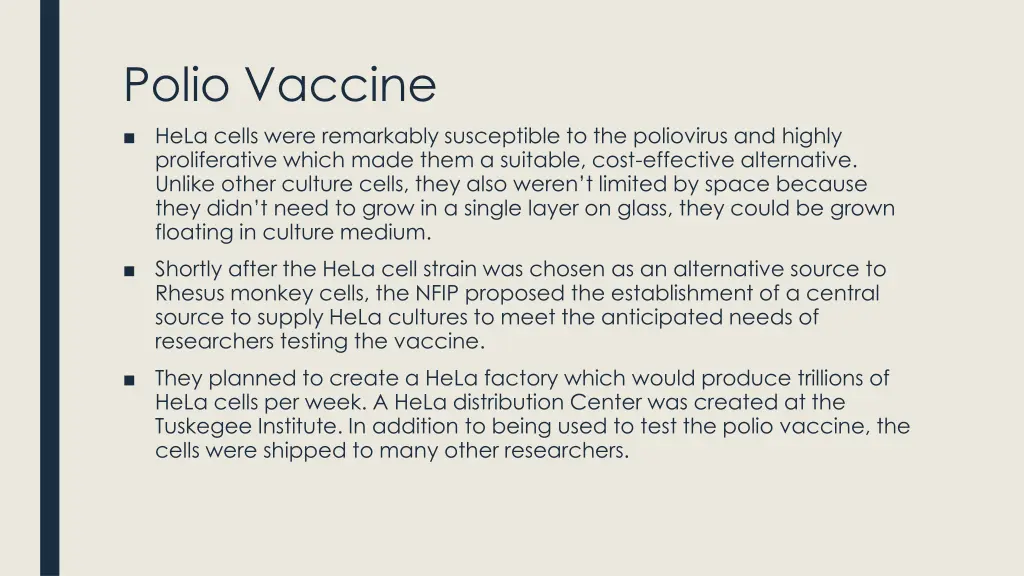 polio vaccine hela cells were remarkably