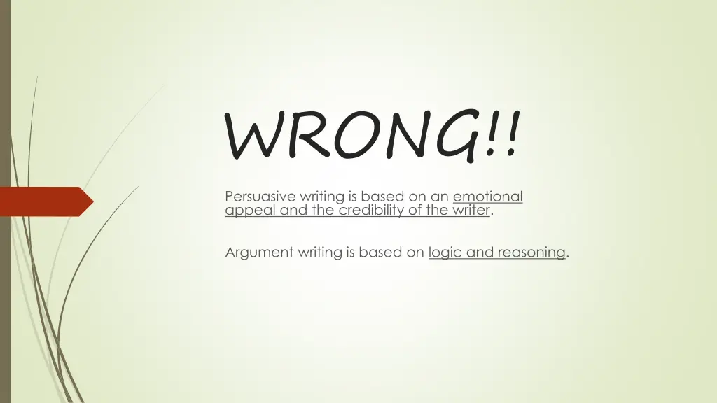 wrong persuasive writing is based on an emotional