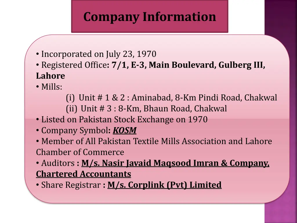 company information
