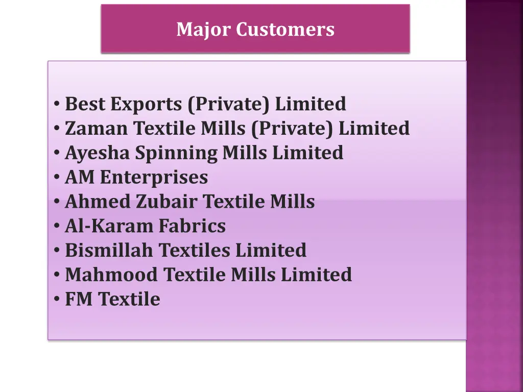 major customers