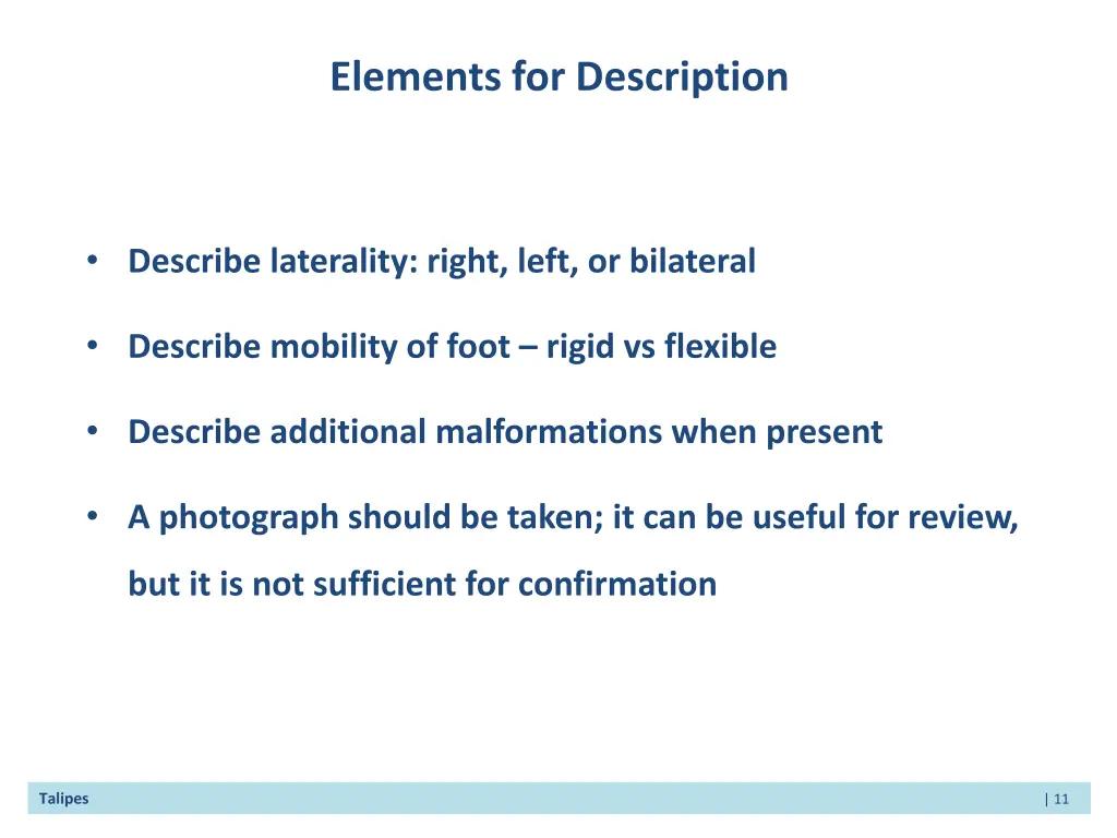 elements for description