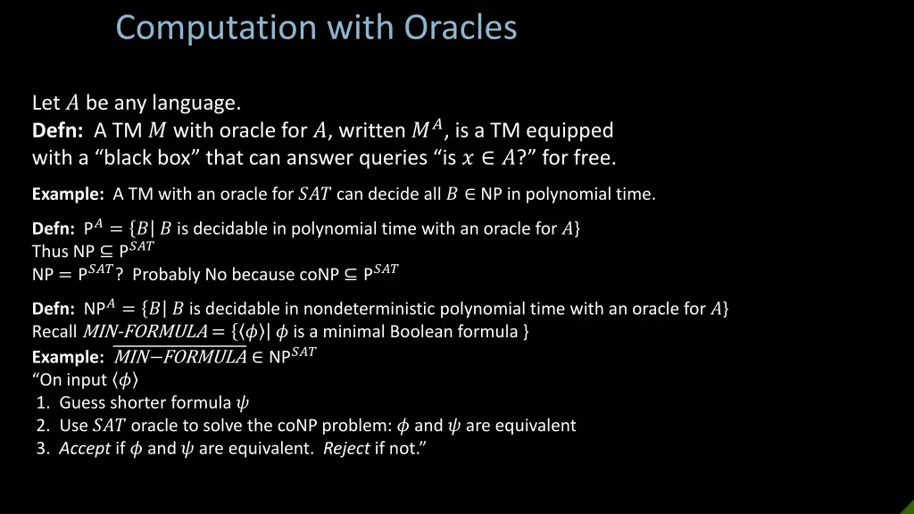 computation with oracles