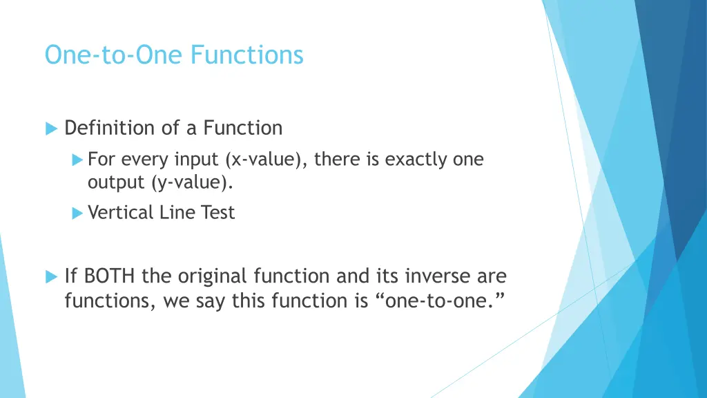 one to one functions