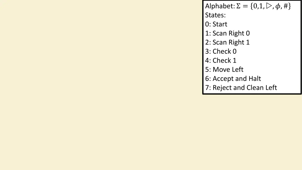 alphabet 0 1 states 0 start 1 scan right 0 2 scan 1