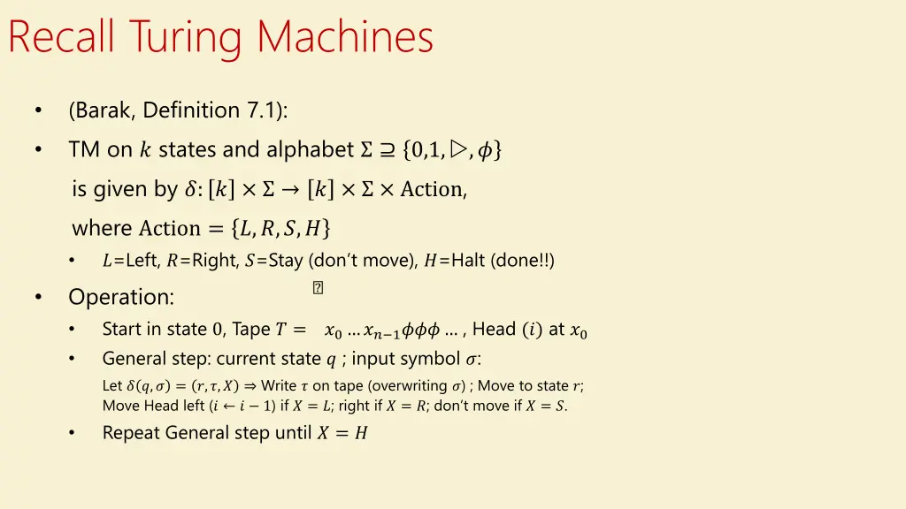 recall turing machines