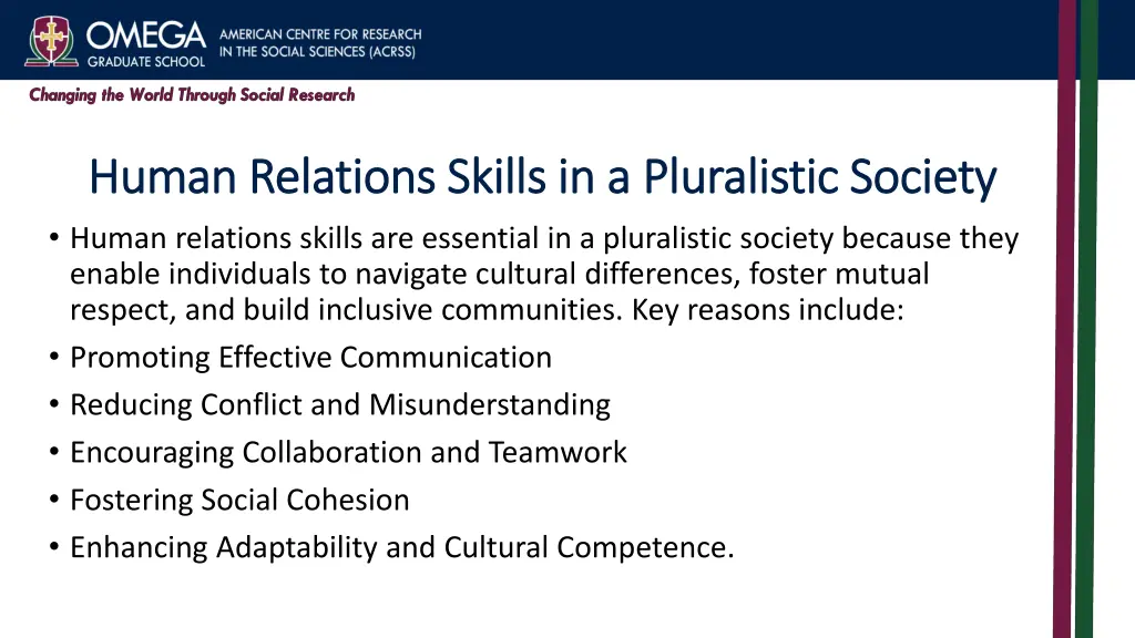 human relations skills in a pluralistic society