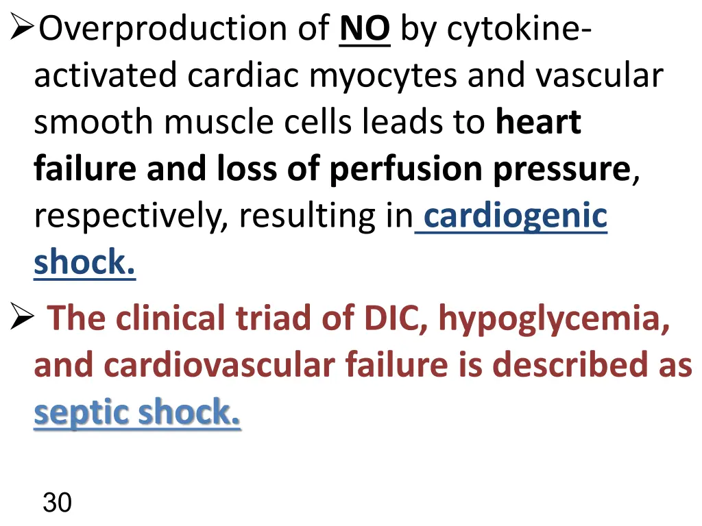 overproduction of no by cytokine activated