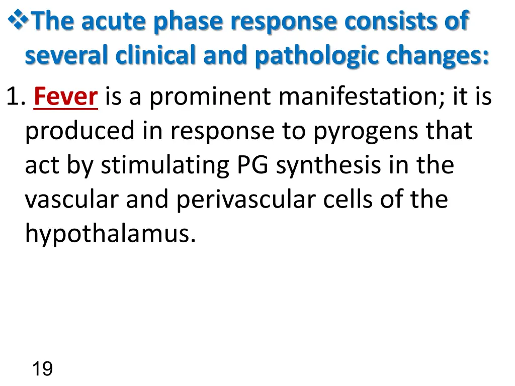 the acute phase response consists of several