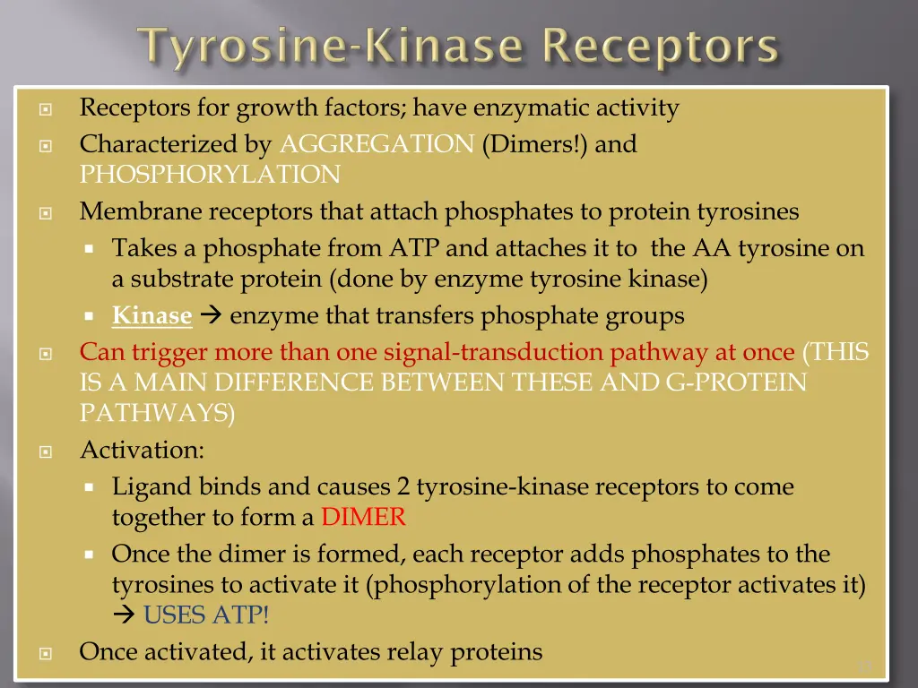 receptors for growth factors have enzymatic
