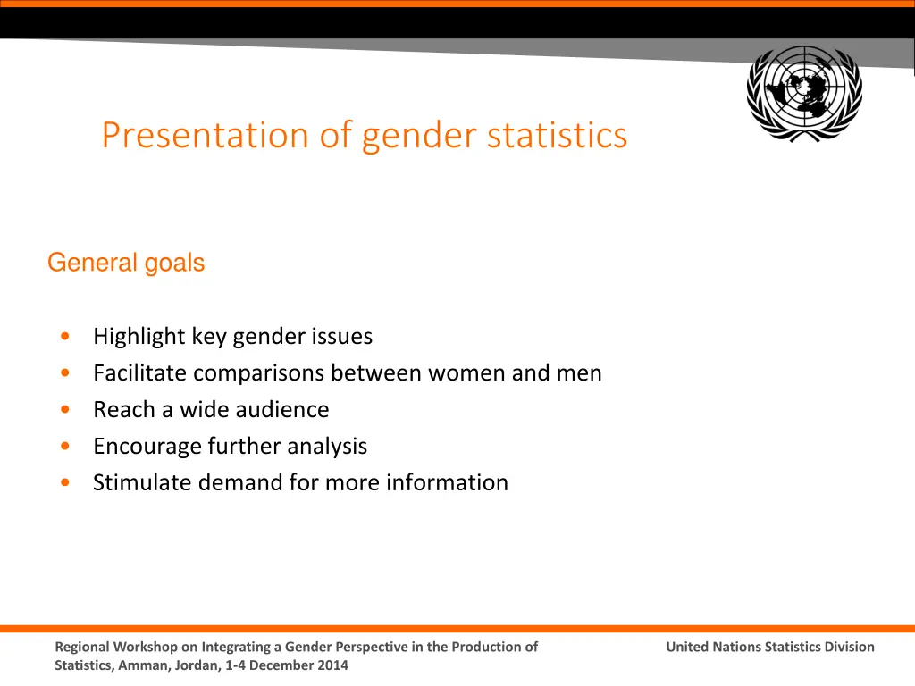 presentation of gender statistics