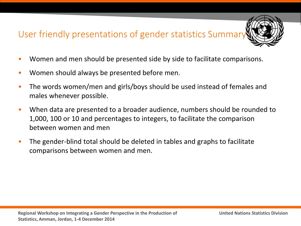 user friendly presentations of gender statistics