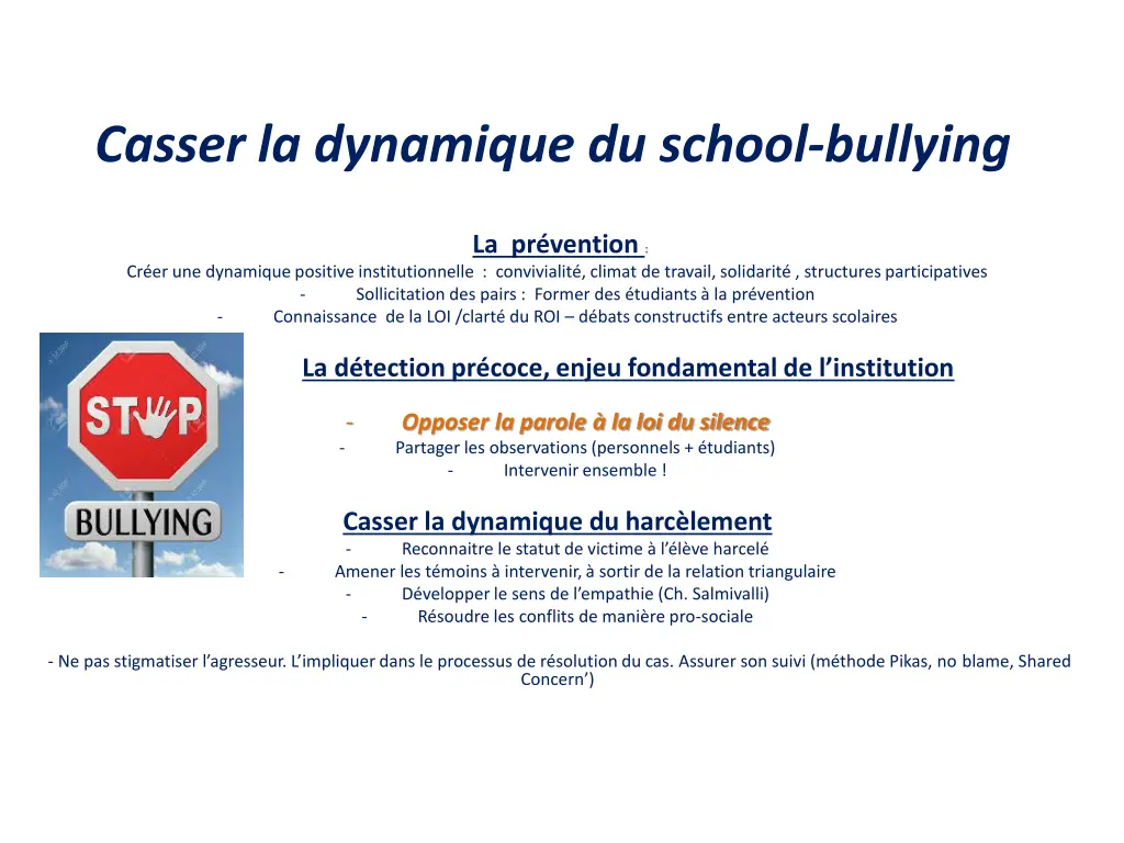 casser la dynamique du school bullying
