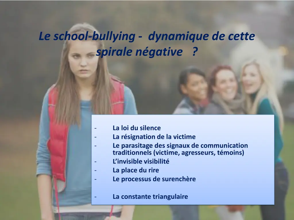 le school bullying dynamique de cette spirale