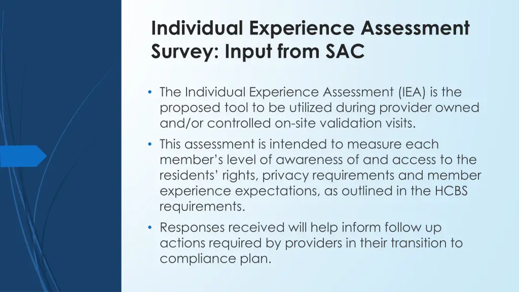 individual experience assessment survey input